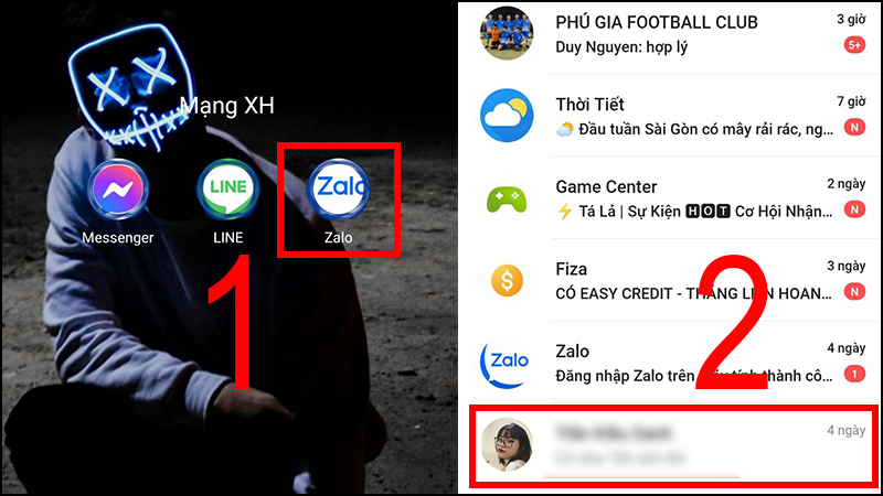Bạn đăng nhập vào ứng dụng Zalo trên điện thoại > Nhấn giữ vào cuộc trò chuyện muốn ẩn. Cách ẩn tin nhắn trên Zalo