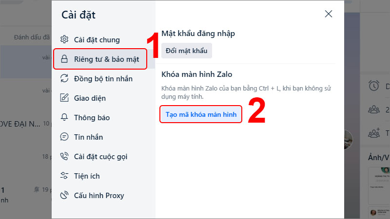Chọn Tạo mã khóa màn hình trong mục RIêng tư & bảo mật Chọn Tạo mã khóa màn hình trong mục RIêng tư & bảo mật