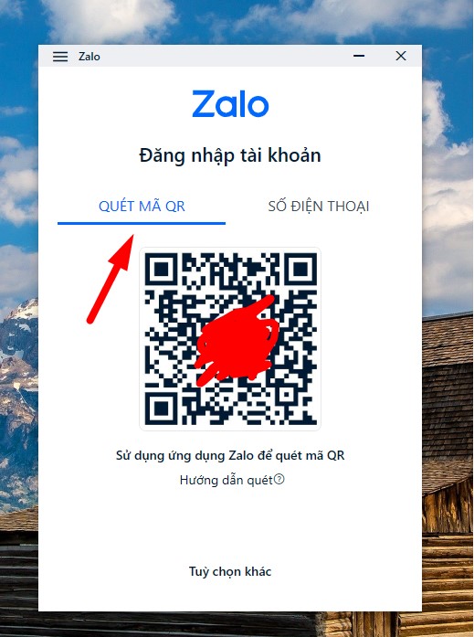 Sử dụng zalo trên điện thoại để quét mã QR code đăng nhập