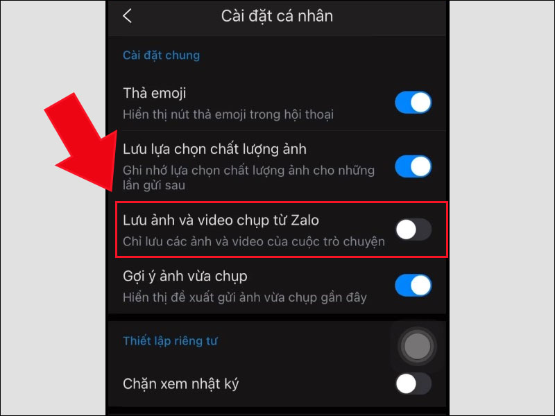Bật, tắt tự động lưu ảnh và video chụp từ Zalo trên điện thoại