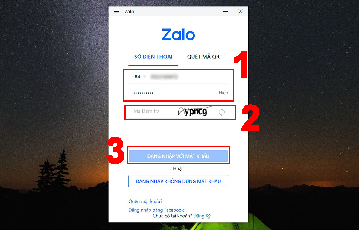 Đăng nhập Zalo trên ứng dụng