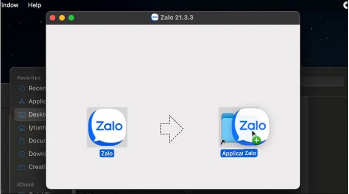 Kéo thả ứng dụng ZaloPC cho Macbook vào mục Applications