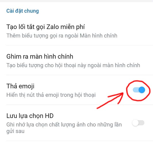 Cách bật tắt tính năng thả Emoji Zalo trên điện thoại Android và IOS